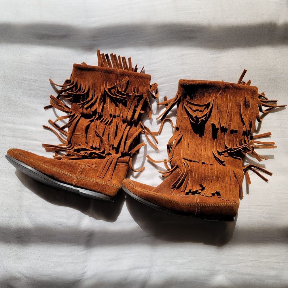 original 70s suede fringe boots
